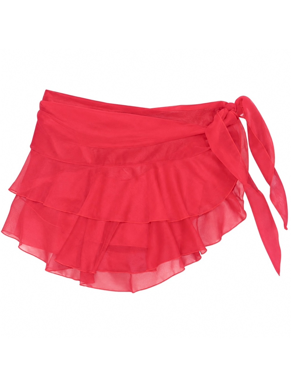 Women’s Red Ruffle Tie-Waist Cover-Up Skirt